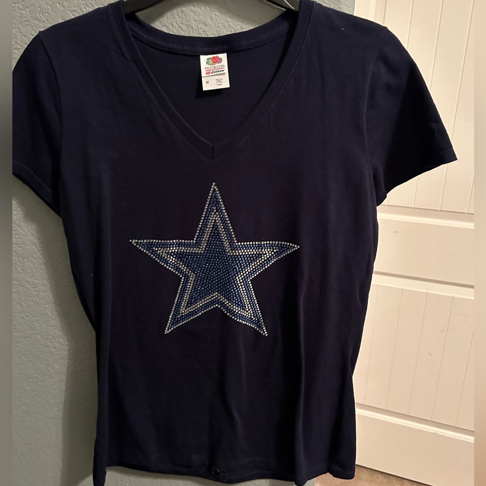Custom Dallas Cowboys women’s foot ball v neck shirt